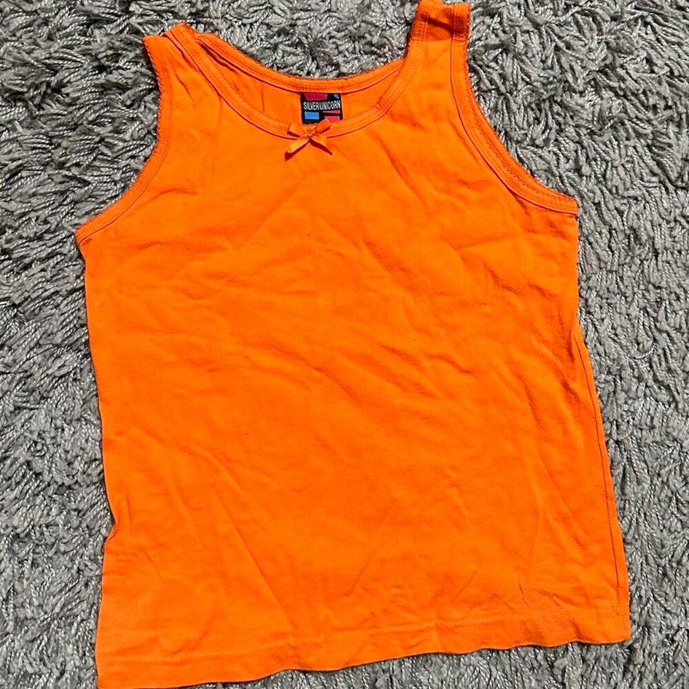 90s Boho Cotton Orange Tank With Bow Size L